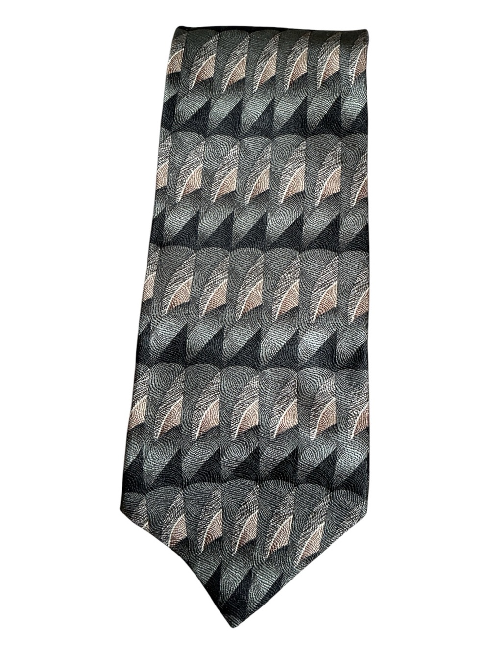 Ferrari Gray and Beige Geometric Silk Tie